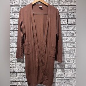 Jax and Lennon Long ribbed Organic Cotton Open-Front Cardigan